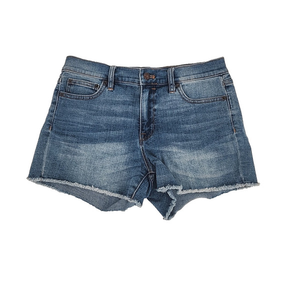 J. Crew Pants - J. Crew Cuff Jean Shorts Womens 27 Frayed Cut Off Blue Stretch Denim High Rise